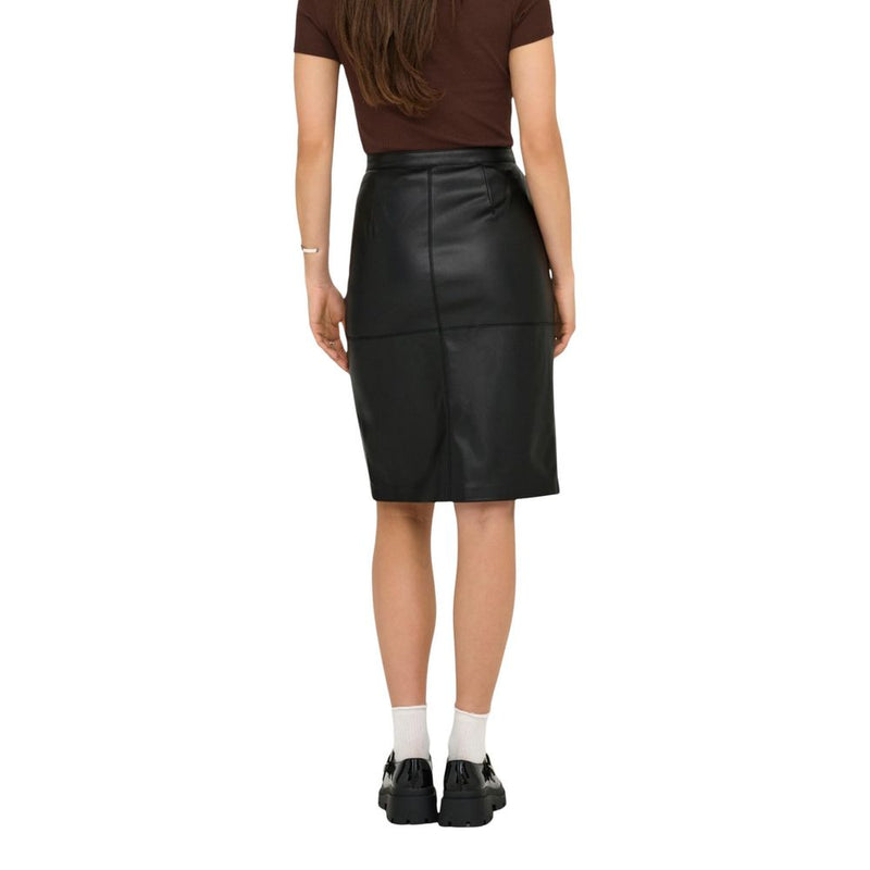 Only Black Polyester Long Skirt - ONLOLINE FAUX LEATHER SKIRT OTW NOOS