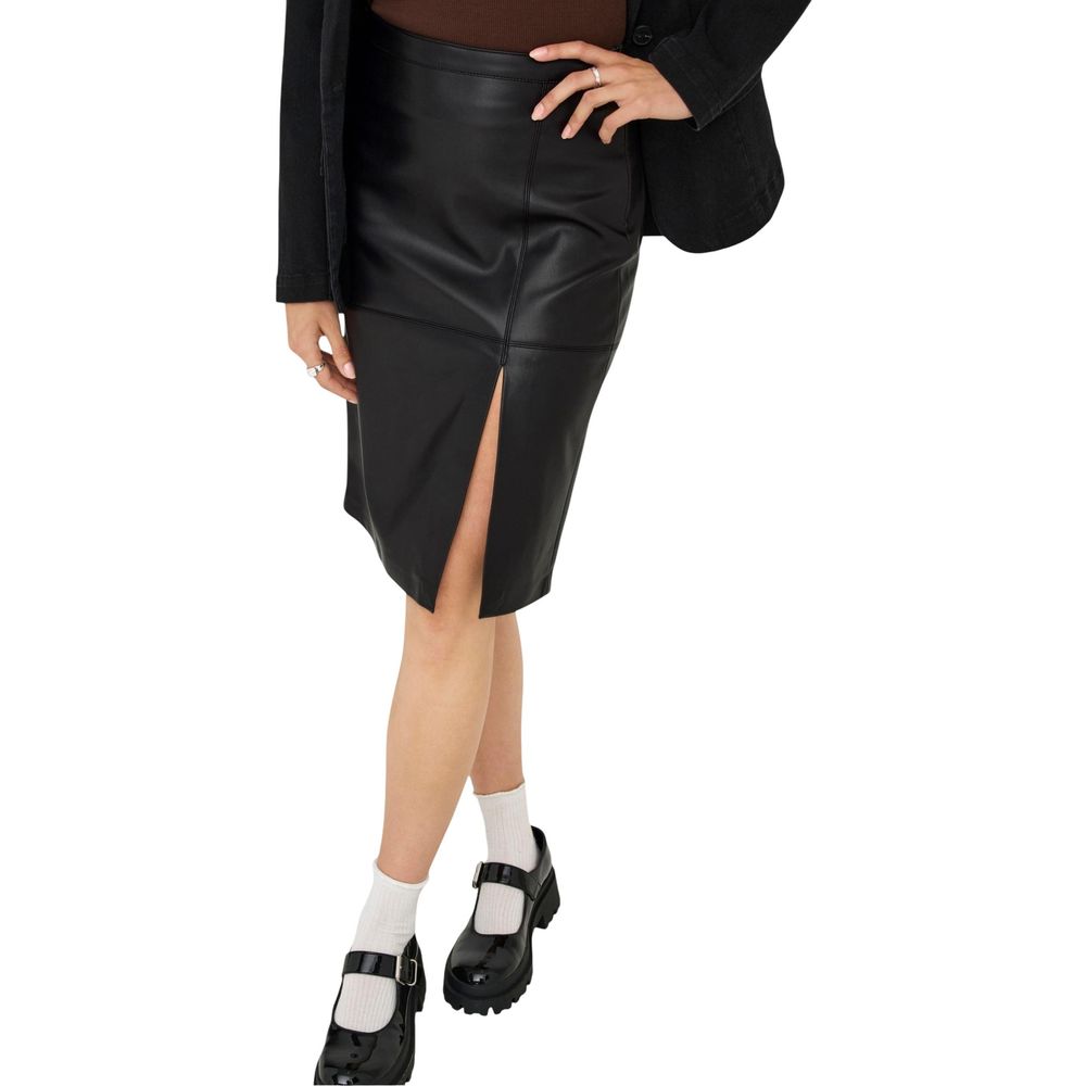 Only ONLOLINE FAUX LEATHER SKIRT OTW NOOS - Black Polyester Long Skirt