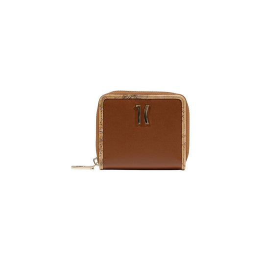 Alviero Martini Prima Classe Portefeuille en Cuir Marron avec Fermeture Éclair
