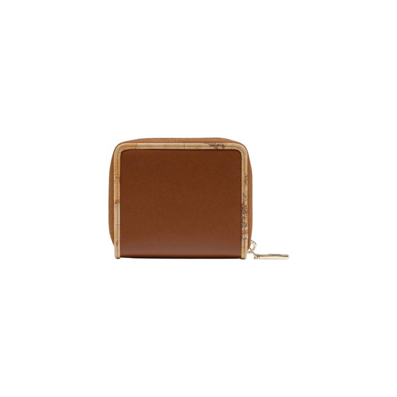 Alviero Martini Prima Classe Portefeuille en Cuir Marron avec Fermeture Éclair