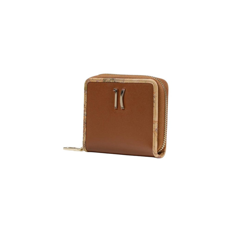 Alviero Martini Prima Classe Portefeuille en Cuir Marron avec Fermeture Éclair
