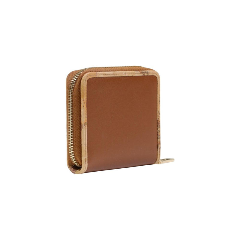 Alviero Martini Prima Classe Portefeuille en Cuir Marron avec Fermeture Éclair