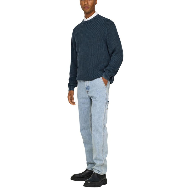 Only & Sons Blue Cotton Relaxed Fit Jeans for Men
