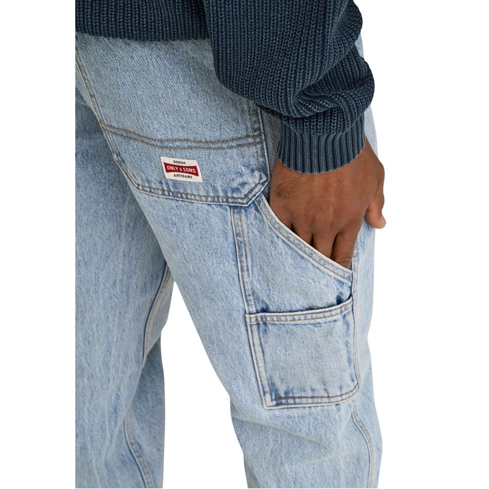 Only & Sons Blue Cotton Relaxed Fit Jeans for Men