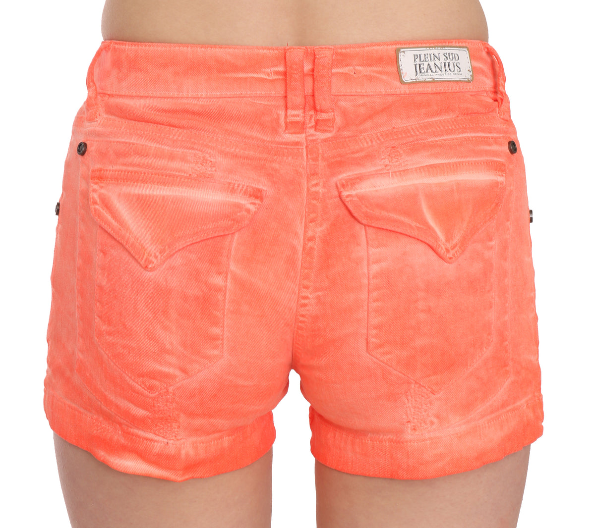 Shorts en jean mini taille mi-hauteur en coton orange PLEIN SUD