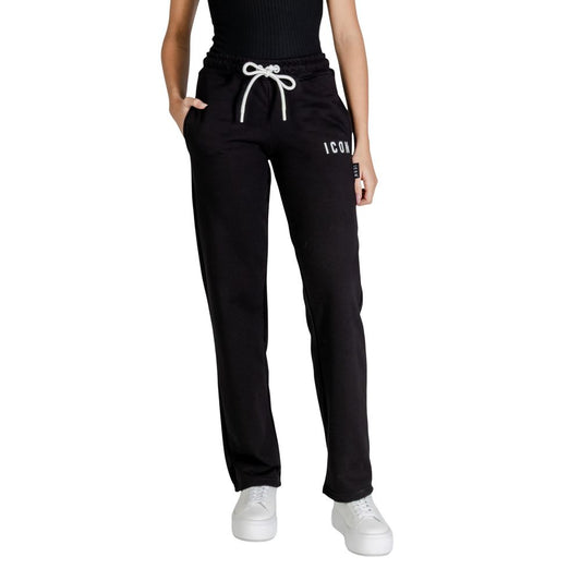 Icon ICDF2W6P001 Black Cotton Joggers for Women