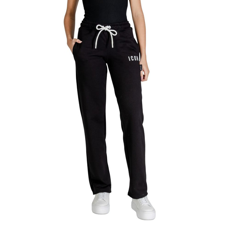 Icon Black Cotton Joggers (ICDF2W6P001) - Women's Sportswear