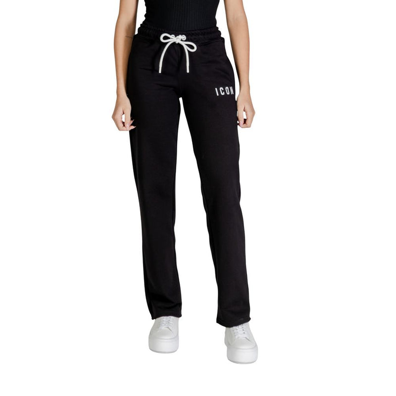 Icon Black Cotton Joggers (ICDF2W6P001) - Women's Sportswear