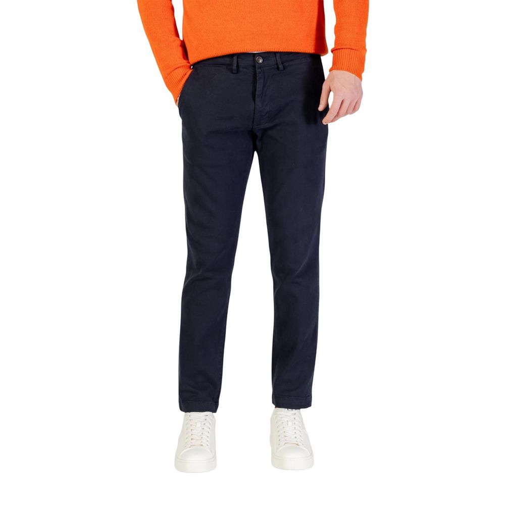 Borghese Blue Cotton Skinny Pants for Men
