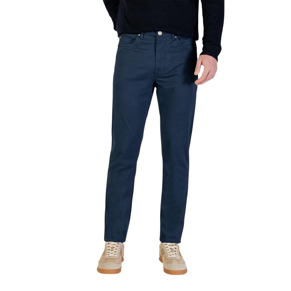 Borghese Blue Cotton Skinny Pants for Men