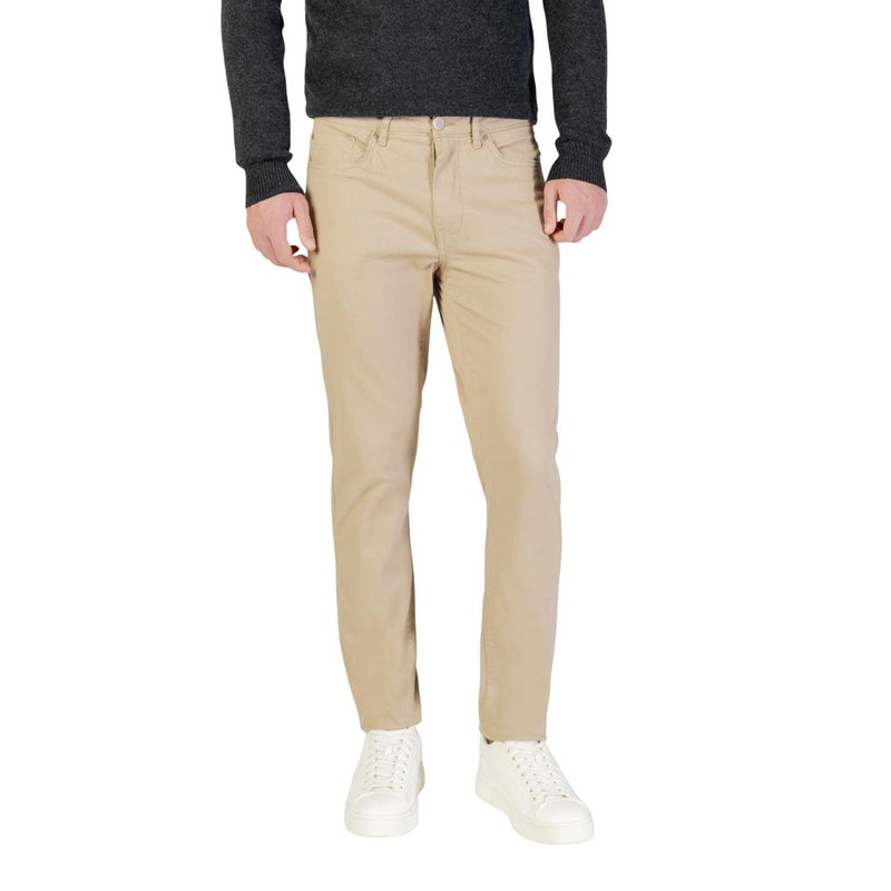 Borghese Beige Cotton Skinny Pants for Men