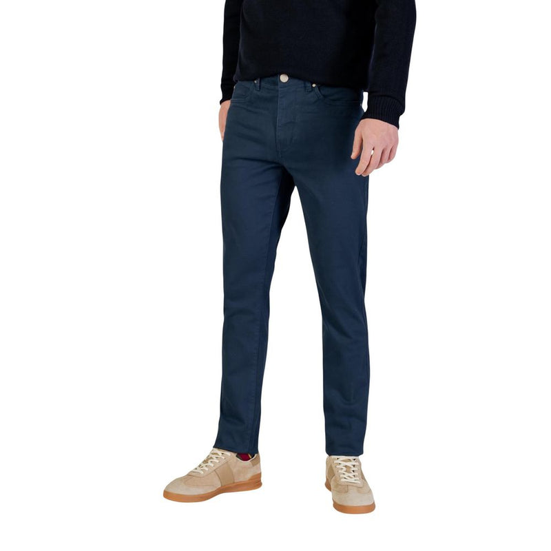 Borghese Blue Katoenen Slimfit Broek
