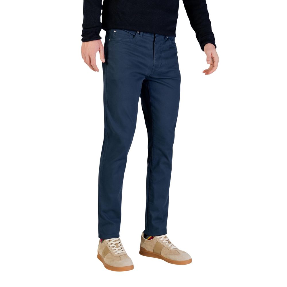 Borghese Blue Cotton Skinny Pants for Men