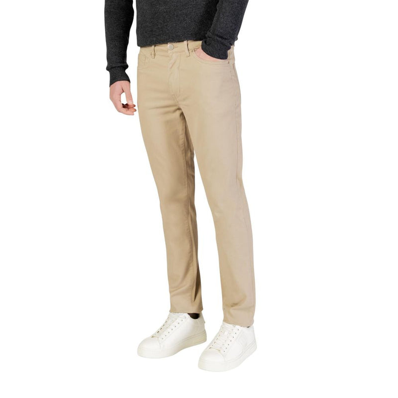 Borghese Beige Cotton Skinny Pants for Men