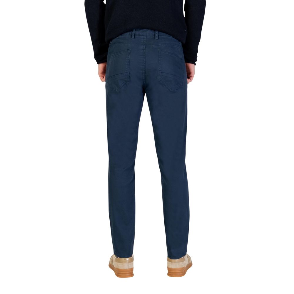 Borghese Blue Cotton Skinny Pants for Men