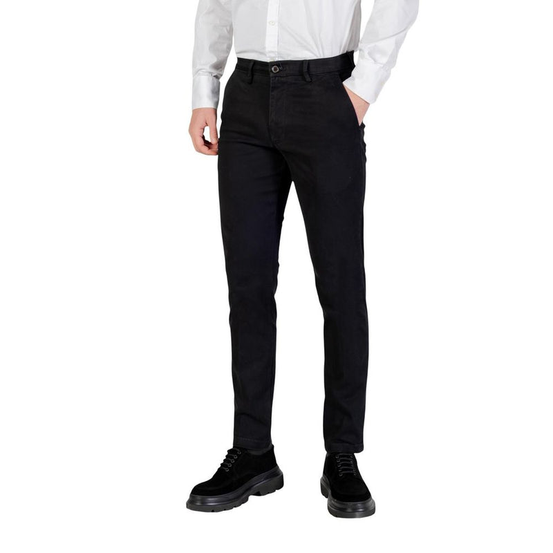 Borghese Black Cotton Skinny Pants for Men