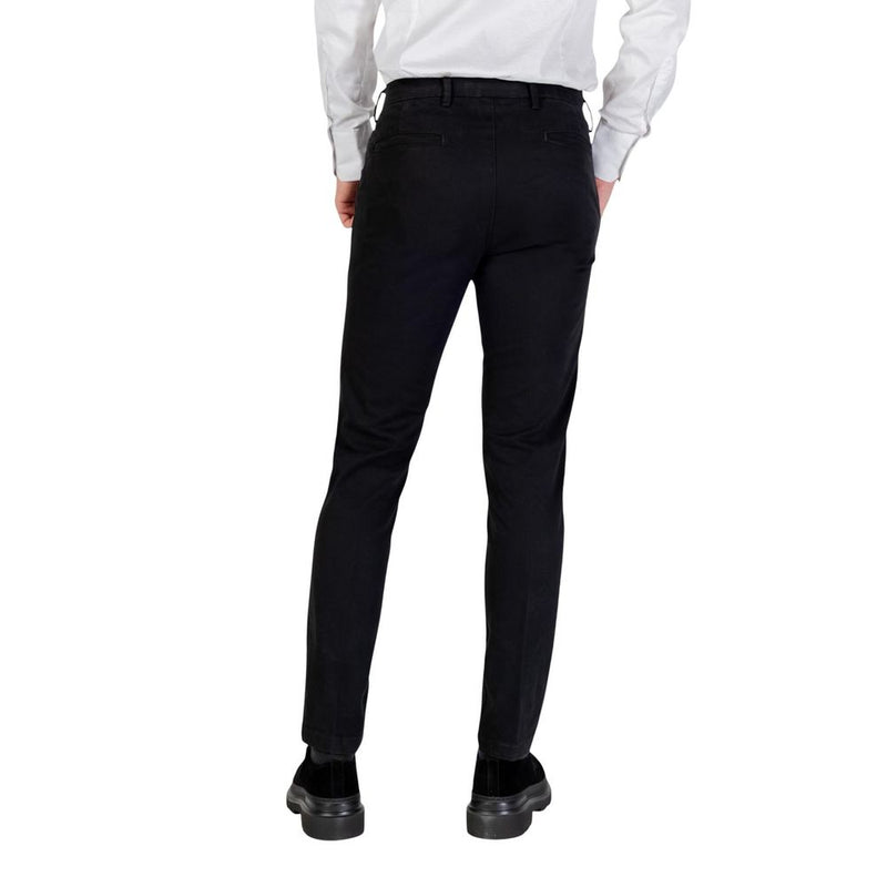 Borghese Black Cotton Skinny Pants for Men