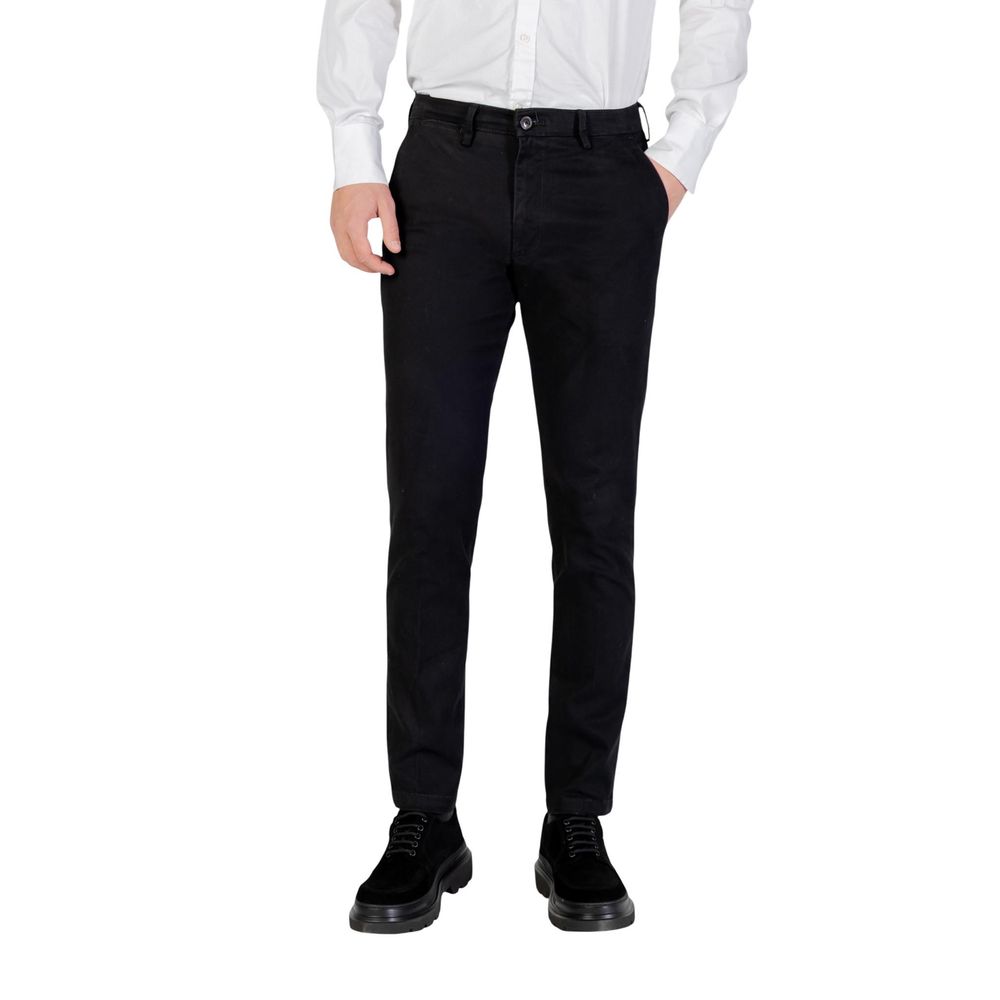Borghese Black Cotton Skinny Pants for Men