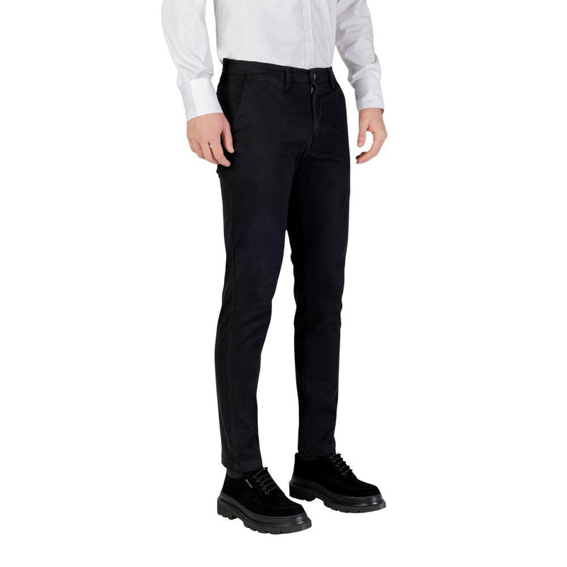 Borghese Black Cotton Skinny Pants for Men