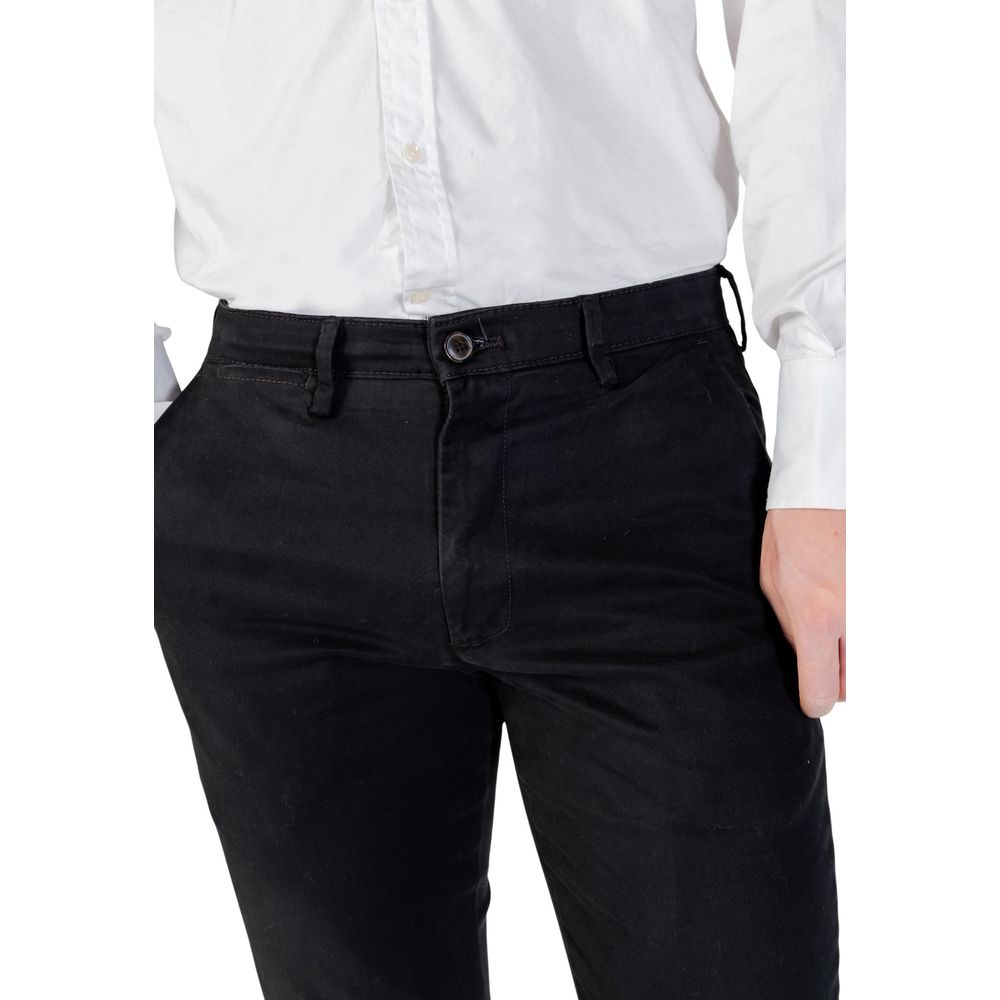 Borghese Black Cotton Skinny Pants for Men