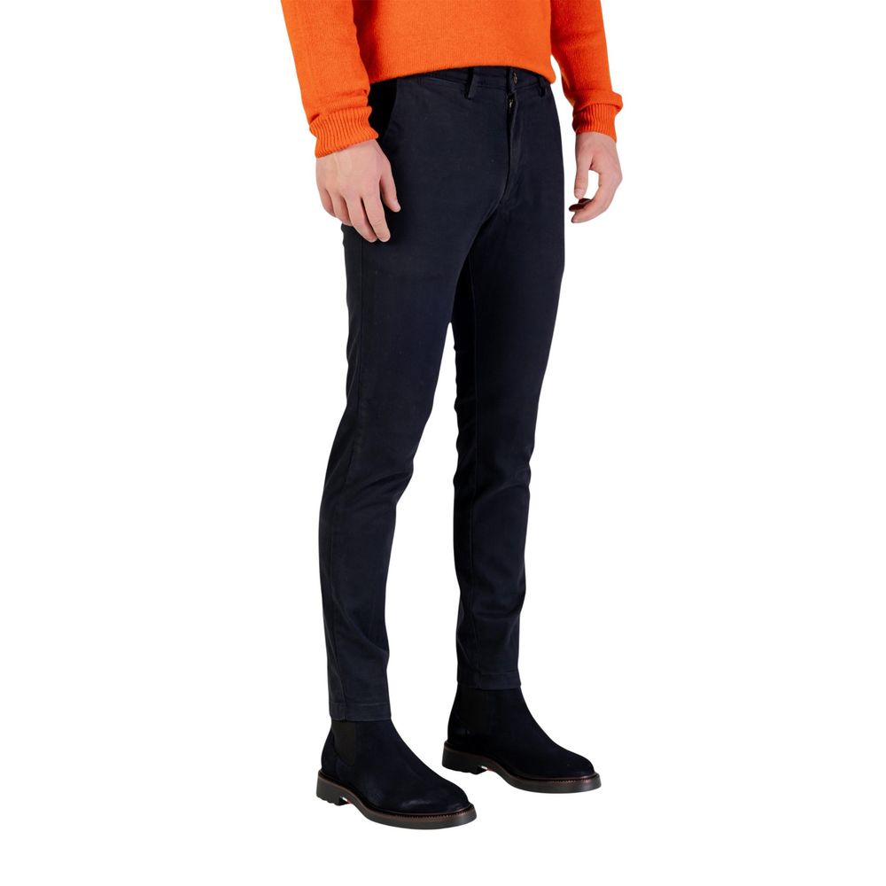 Borghese Blue Cotton Skinny Pants for Men