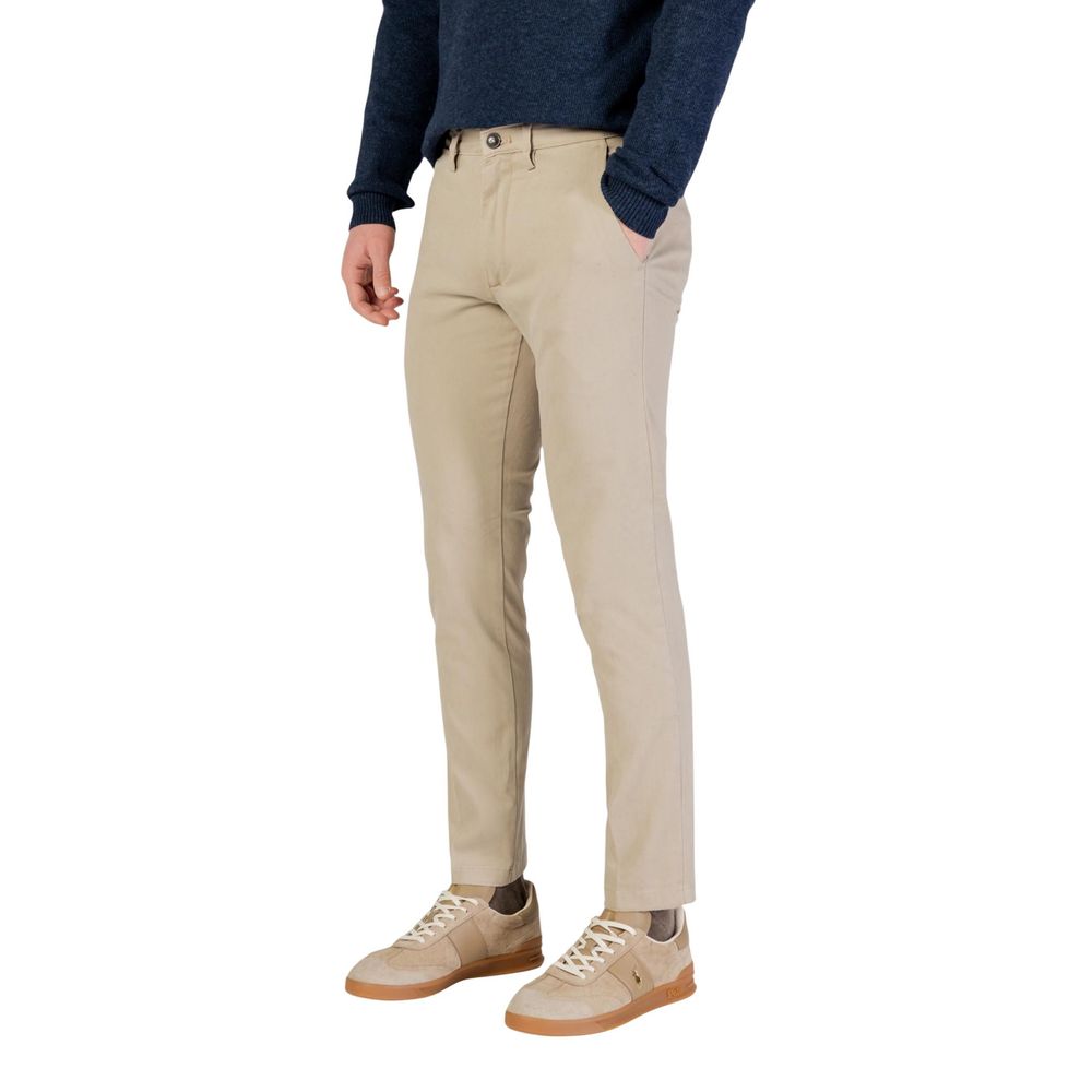 Borghese Beige Cotton Skinny Pants for Men