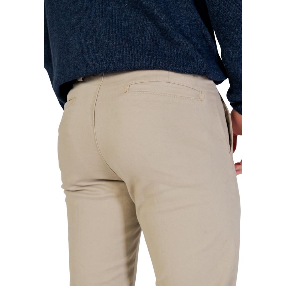 Borghese Beige Cotton Skinny Pants for Men