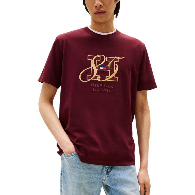 T-shirt en coton bordeaux Tommy Hilfiger