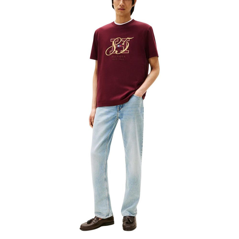T-shirt en coton bordeaux Tommy Hilfiger