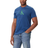 Calvin Klein Jeans SS CENTER MONOGRAM Blue Cotton T-Shirt