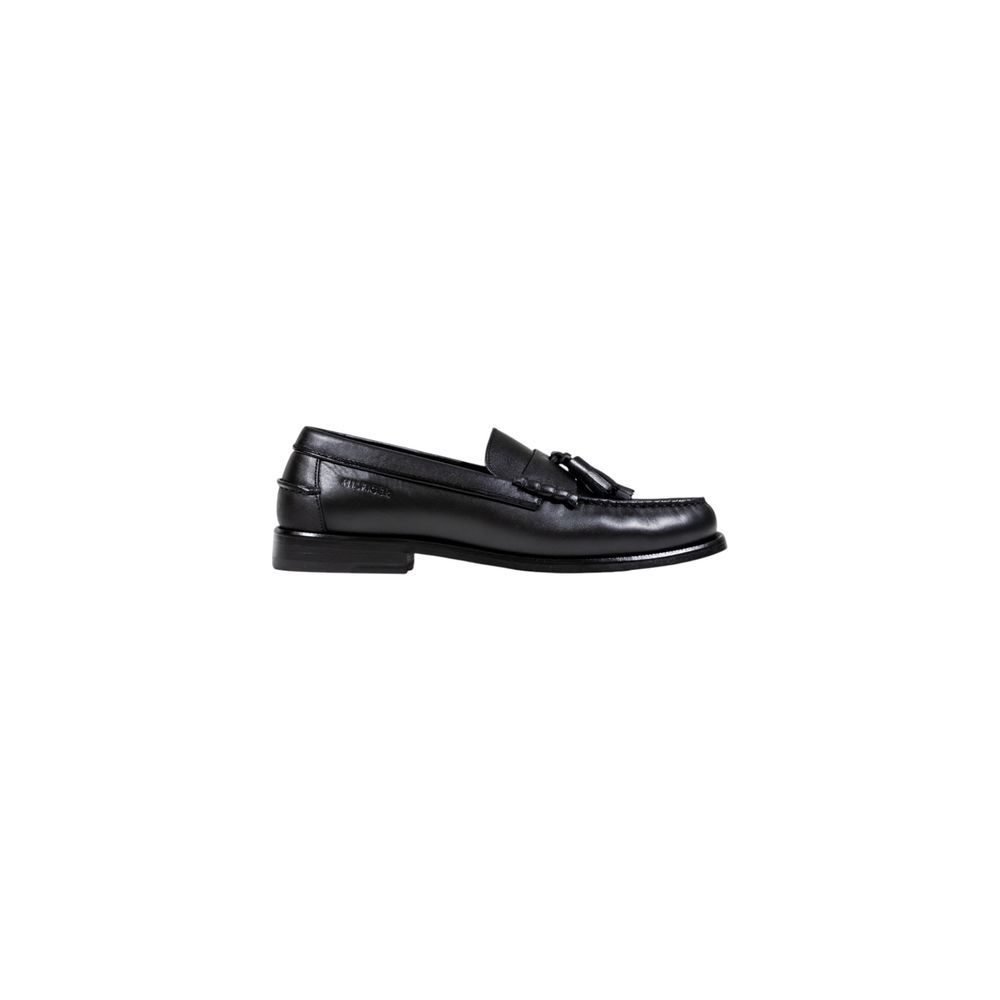 Tommy Hilfiger HILFIGER TASSEL Black Leather Slip-On Loafers