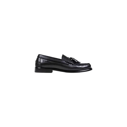 Tommy Hilfiger Black Leather Slip-On Loafers for Men