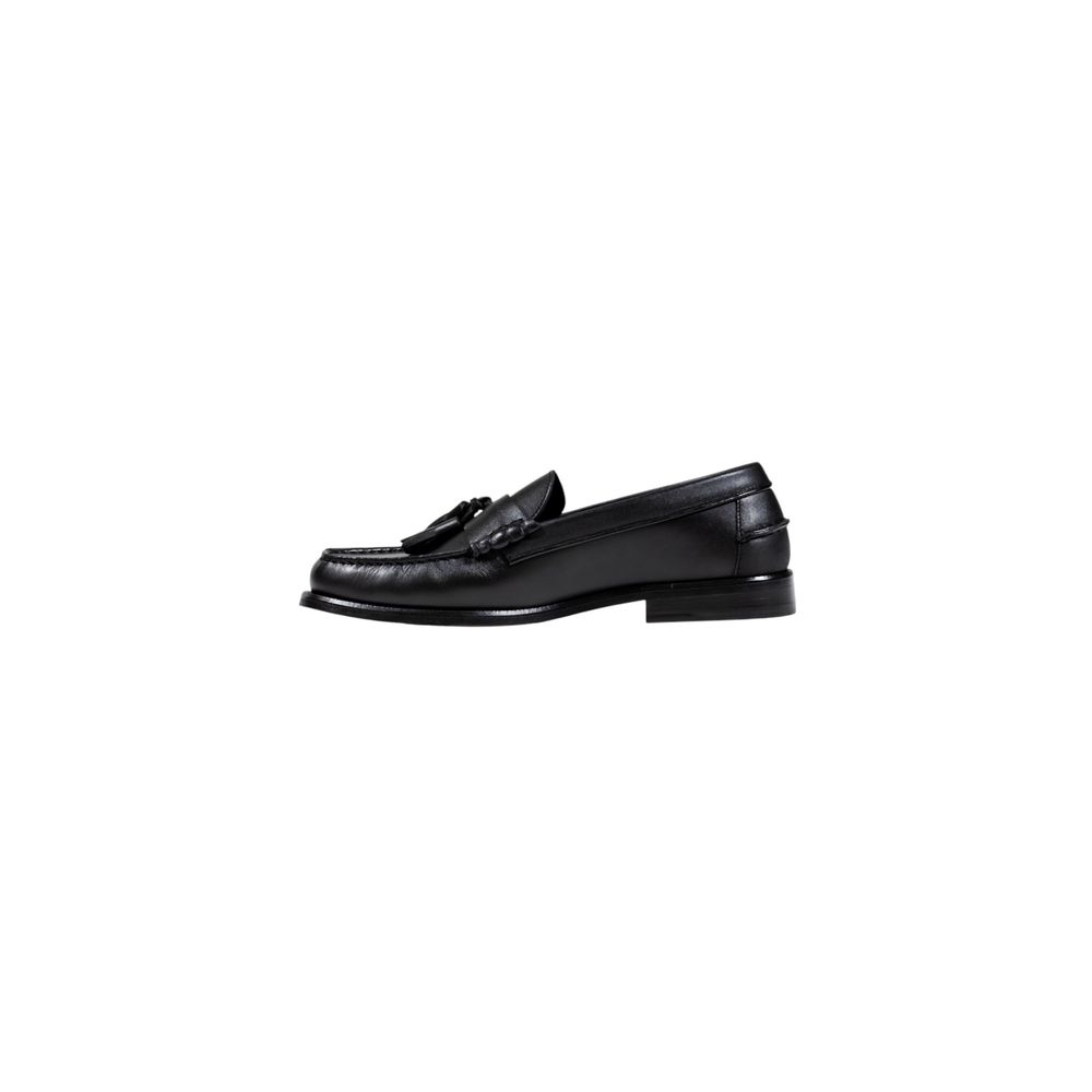 Tommy Hilfiger HILFIGER TASSEL Black Leather Slip-On Loafers