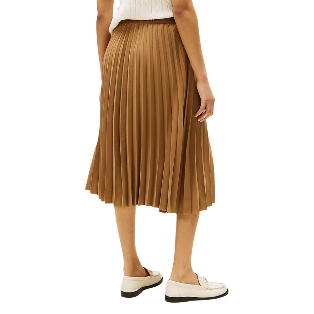 Tommy Hilfiger Fluid Pleated Midi Skirt - Brown