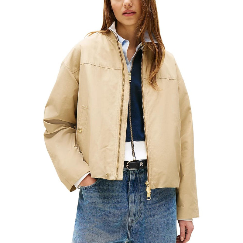 Tommy Hilfiger Beige Cotton Nylon Regular Fit Bomber Jacket