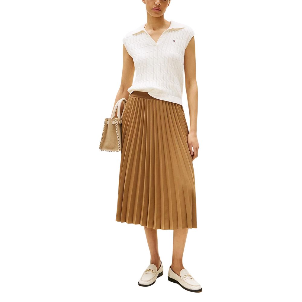 Tommy Hilfiger Fluid Pleated Midi Skirt - Brown