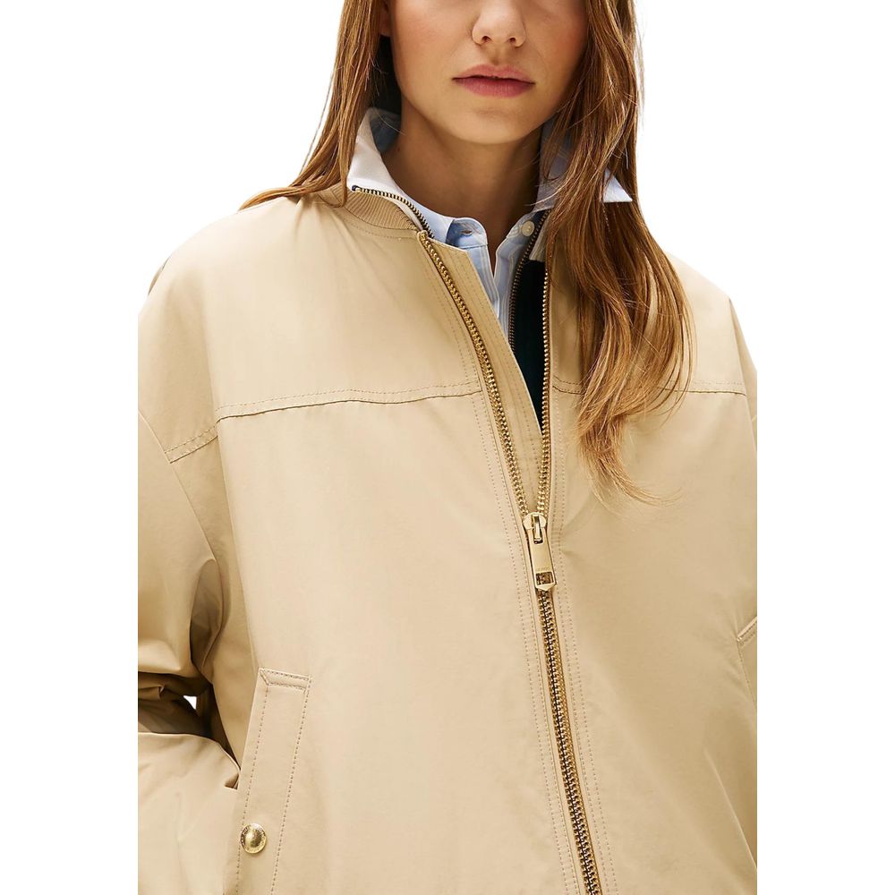 Tommy Hilfiger Beige Cotton Nylon Regular Fit Bomber Jacket