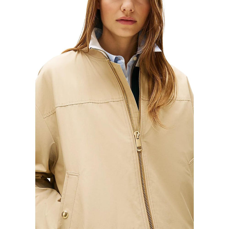 Tommy Hilfiger Beige Cotton Nylon Regular Fit Bomber Jacket
