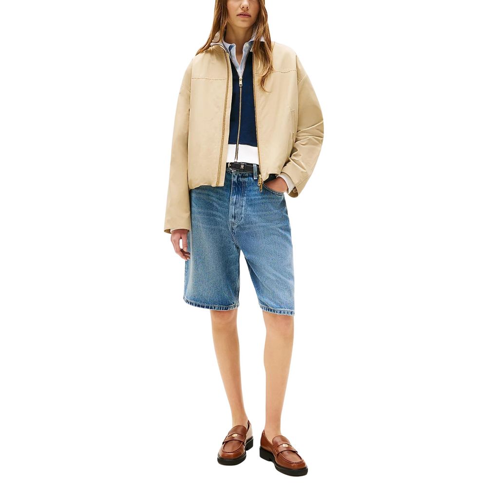 Tommy Hilfiger Beige Cotton Nylon Regular Fit Bomber Jacket