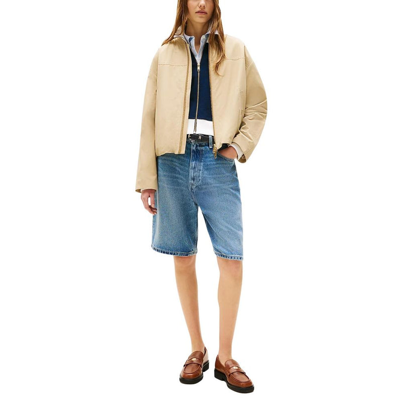 Tommy Hilfiger Beige Cotton Nylon Regular Fit Bomber Jacket