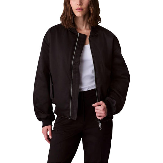 Calvin Klein Jeans Black Satin Bomber Jacket - Sustainable Style