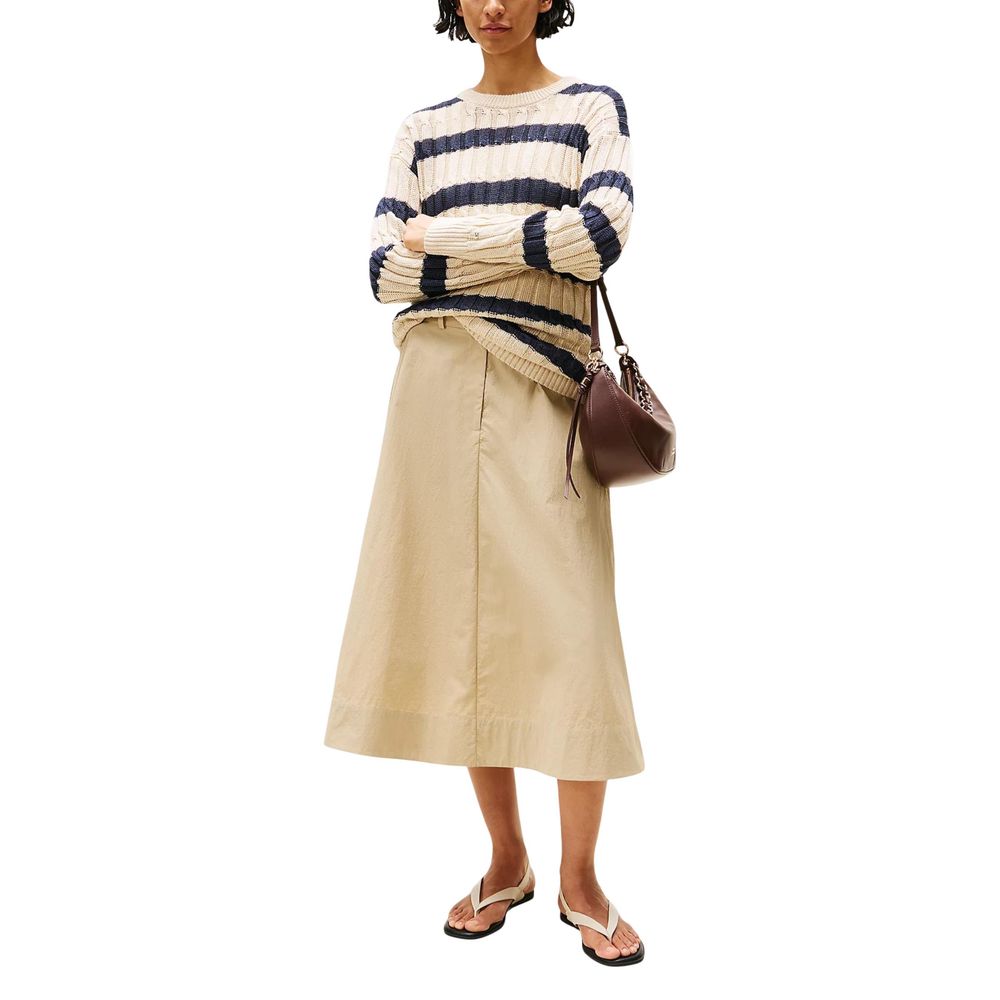 Tommy Hilfiger Beige Linen Cable Knit Sweatshirt for Women