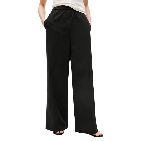Tommy Hilfiger POPLIN WIDE LEG PANT - Black Organic Cotton