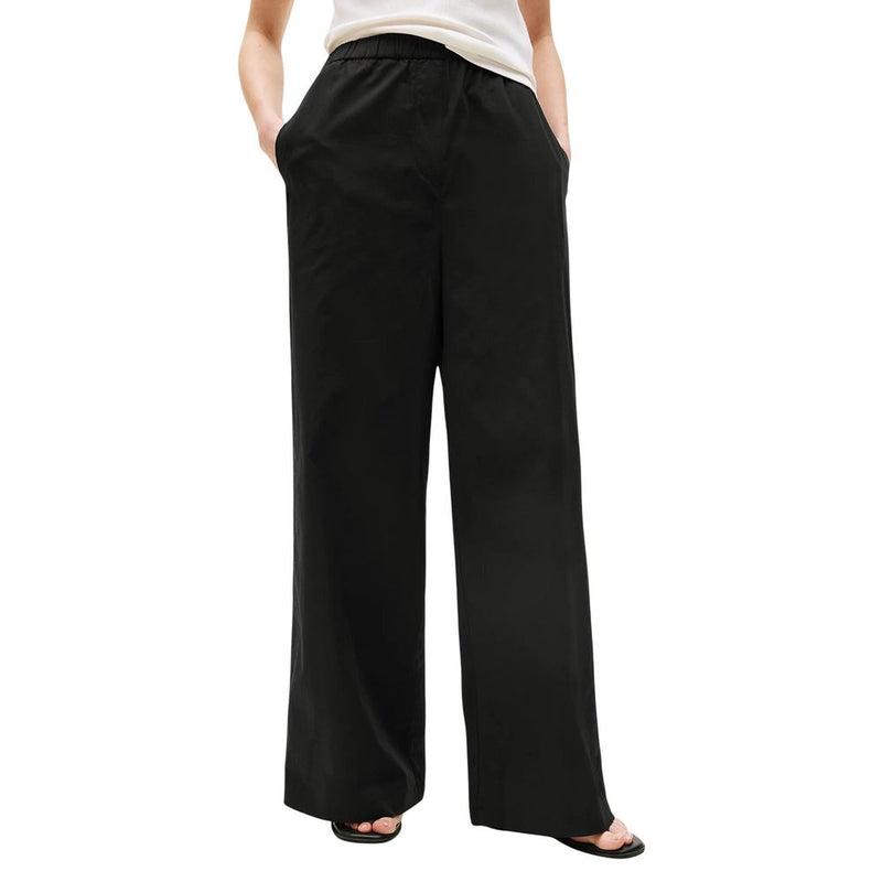 Tommy Hilfiger POPLIN WIDE LEG PANT - Black Organic Cotton