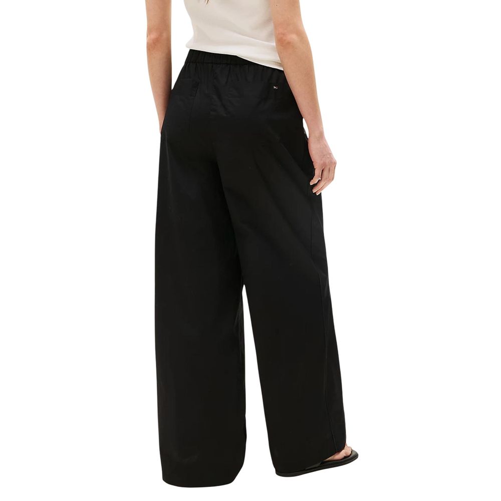 Tommy Hilfiger POPLIN WIDE LEG PANT - Black Organic Cotton