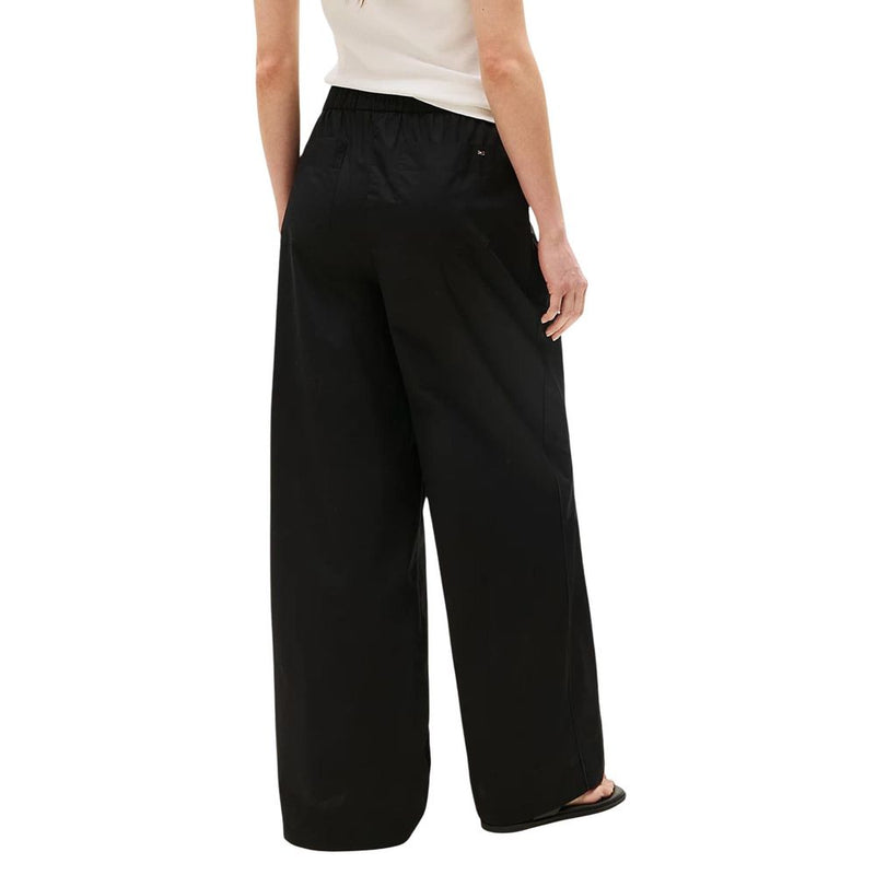 Tommy Hilfiger POPLIN WIDE LEG PANT - Black Organic Cotton