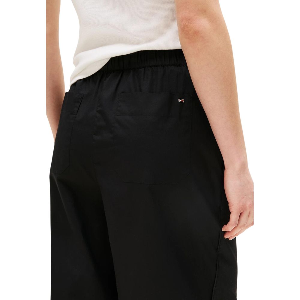 Tommy Hilfiger POPLIN WIDE LEG PANT - Black Organic Cotton