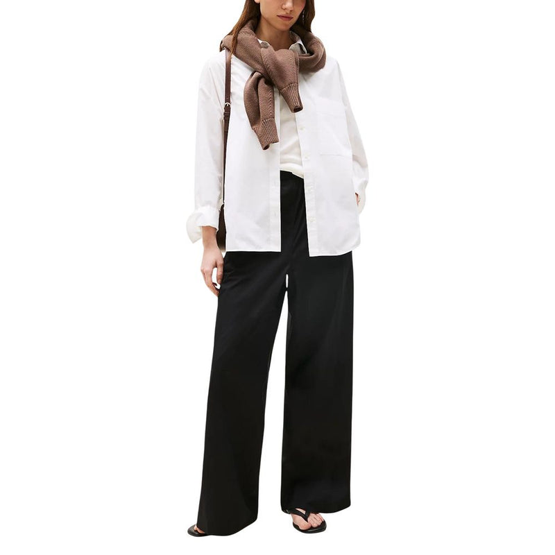 Tommy Hilfiger POPLIN WIDE LEG PANT - Black Organic Cotton
