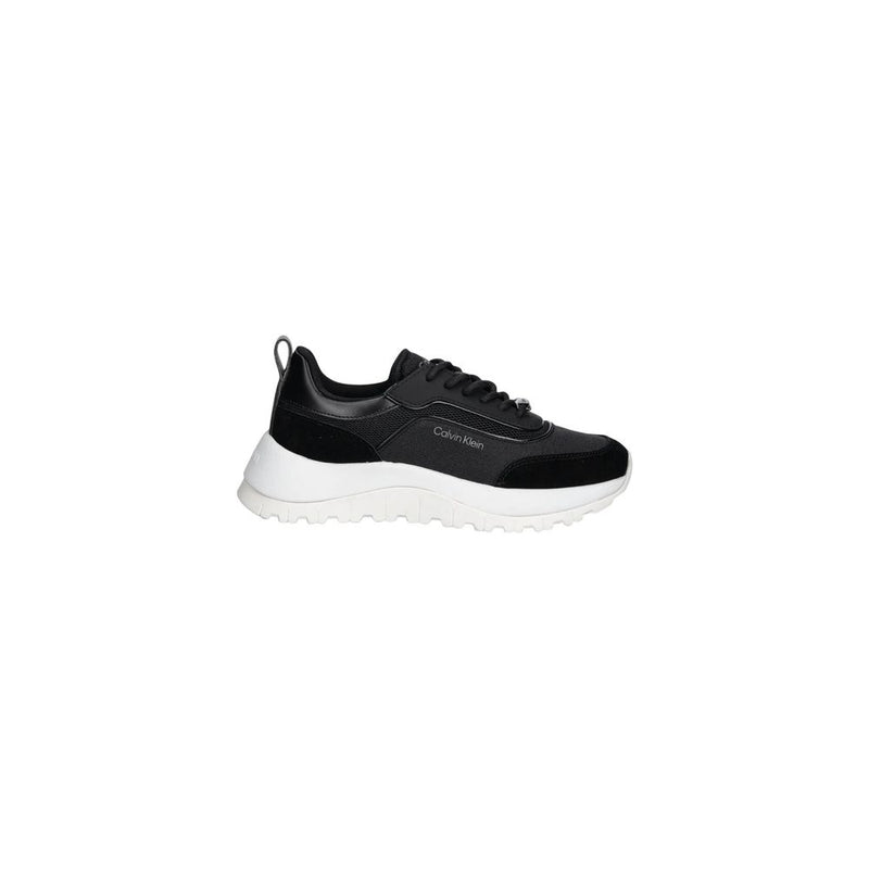 Calvin Klein RUNNER LACE UP MESH Black Leather Athletic Sneakers