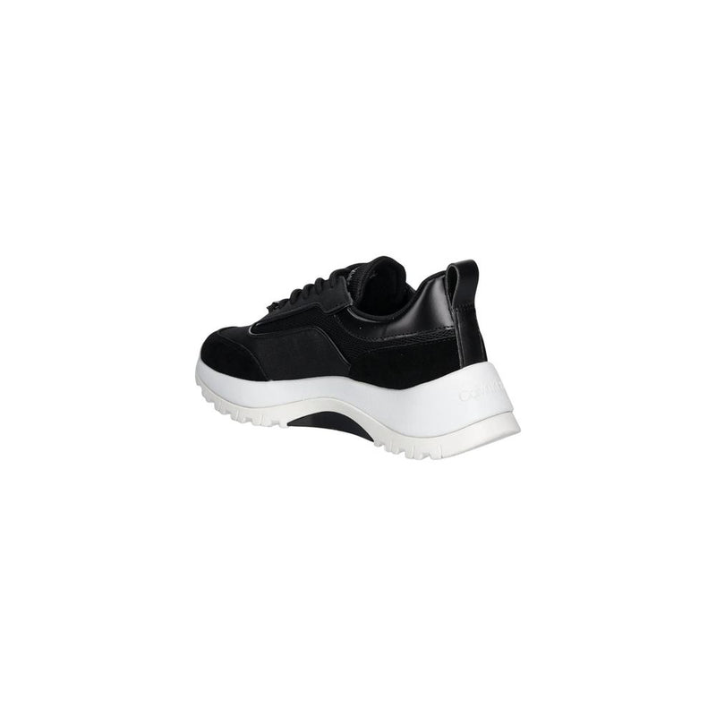 Calvin Klein RUNNER LACE UP MESH Black Leather Athletic Sneakers
